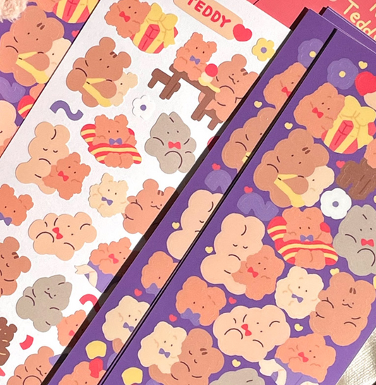 ｜YOON GOO｜ Ribbon Teddy Bear Sticker