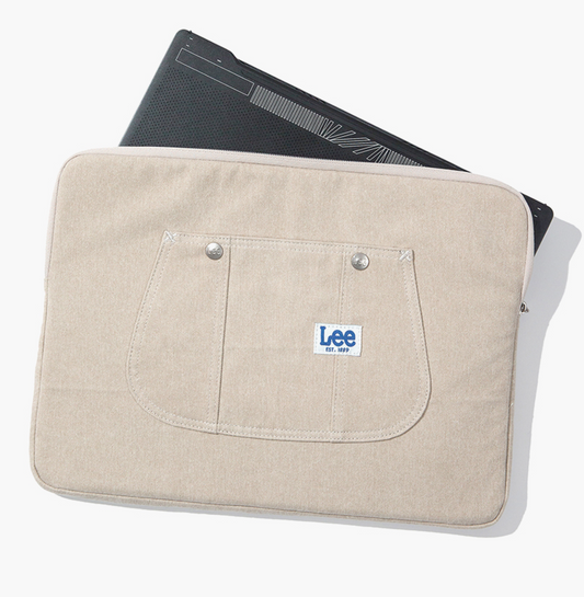 ｜LEE｜ Vintage Logo Laptop Pouch Beige