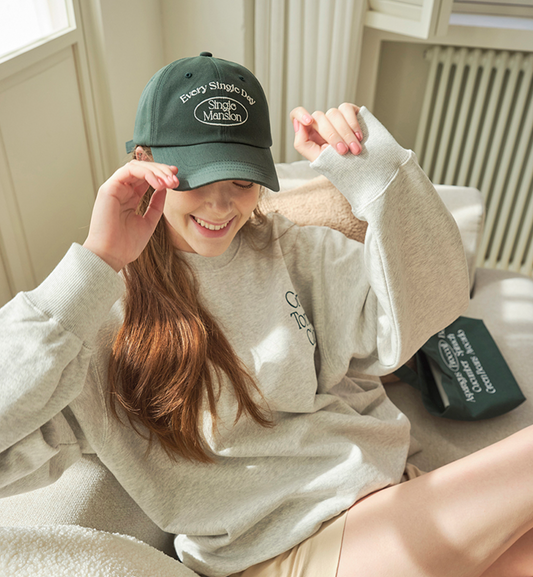 ｜Single Mansion｜ Soft Ball Cap (Butter Beige/Deep Green)