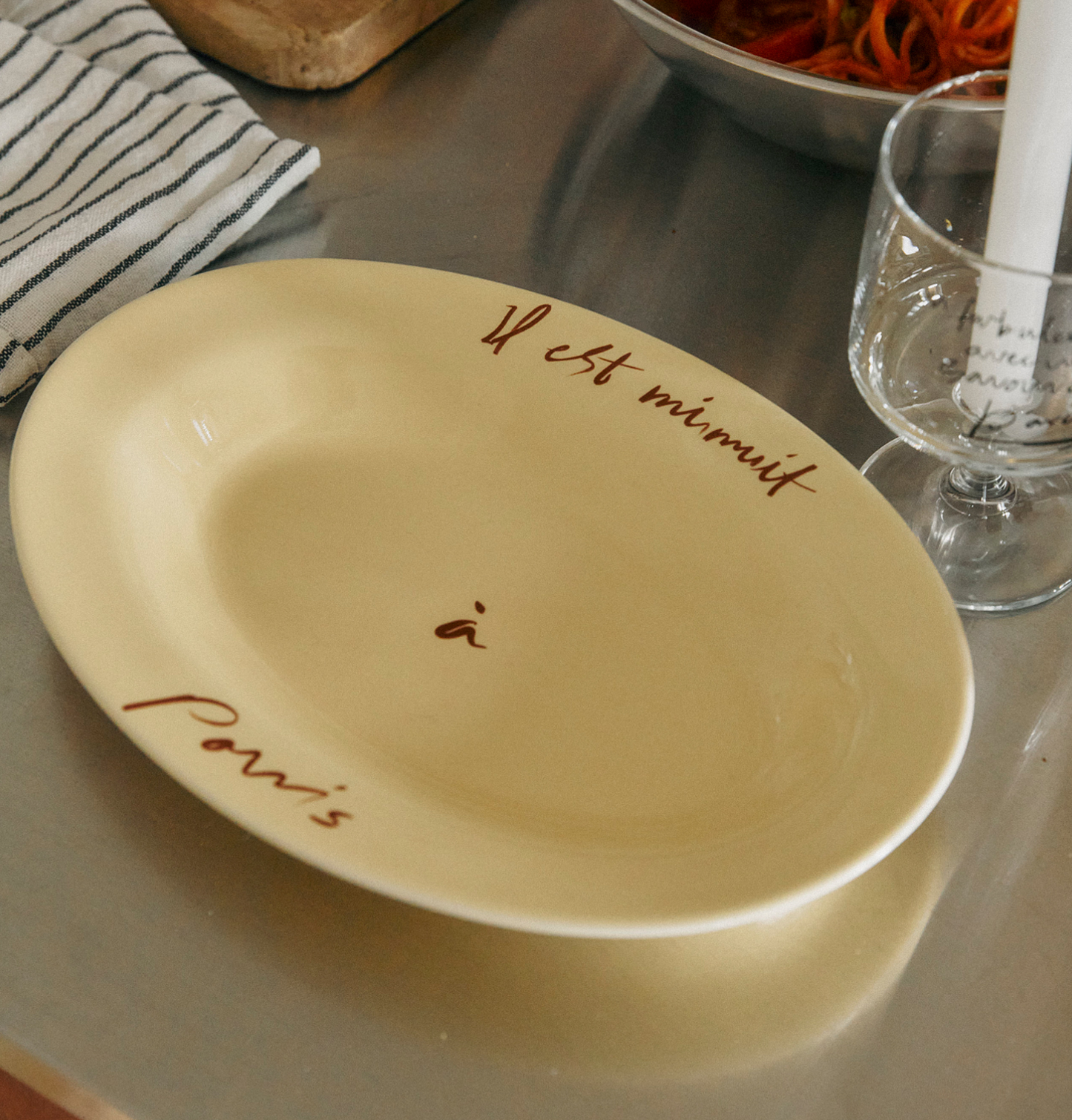 ｜HOTEL PARIS CHILL｜ Midnight Stoneware Plate (Oval)