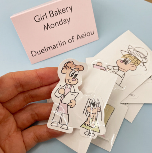 ｜Aeiou｜ Girl Bakery Sticker Monday 6 set
