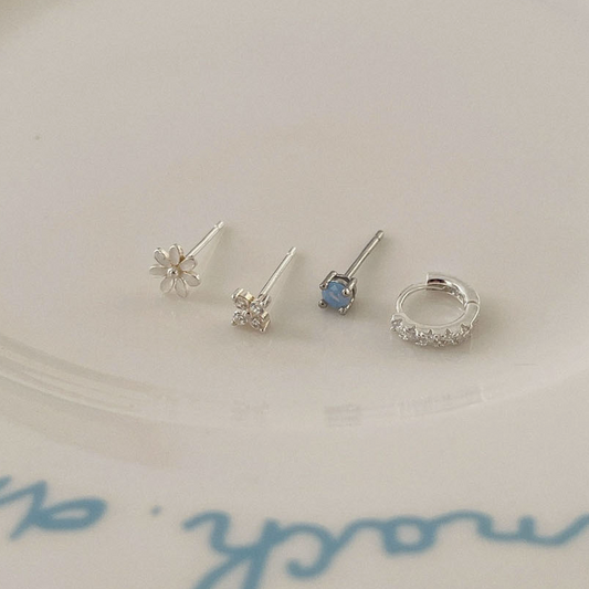 ｜SOYE PI-NE｜ Bubble White Flower Earrings Set