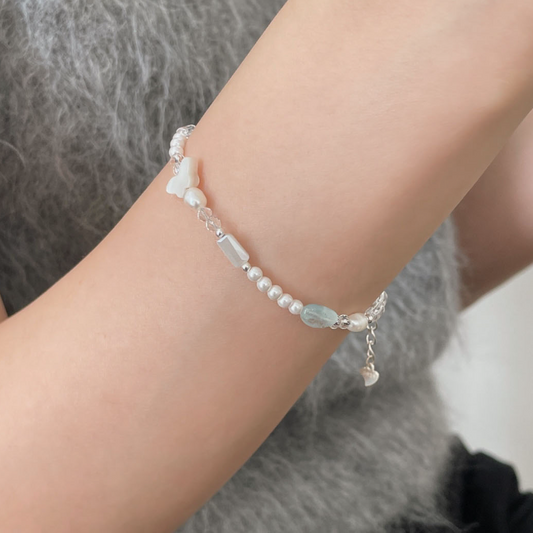 ｜SOYE PI-NE｜ Pepe Butterfly Pearl Silver Bracelet