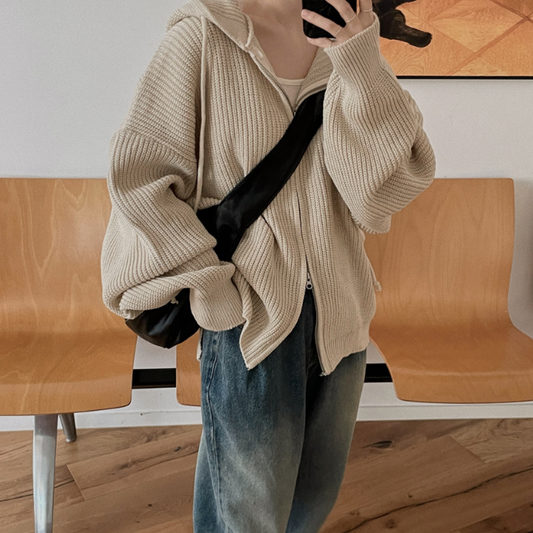 ｜VINVLE｜ Knit Hoodie Zip-Up