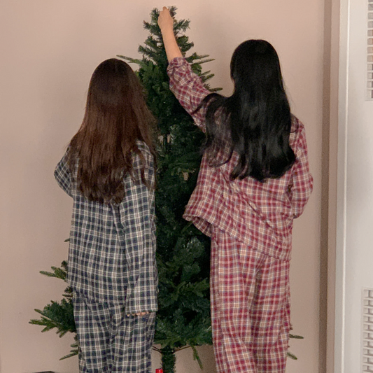 ｜Juuneedu｜ Jeu Carol Tartan Check Pajamas Set