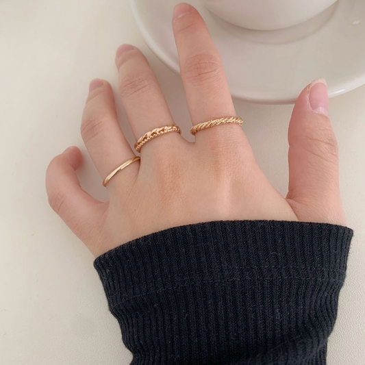 ｜SOYE PI-NE｜ Twisted Layered Thread Ring Set (6P)
