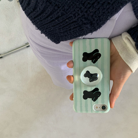 ｜Loumoi｜ Present series : Soft black rabbit Glossy Hard Case