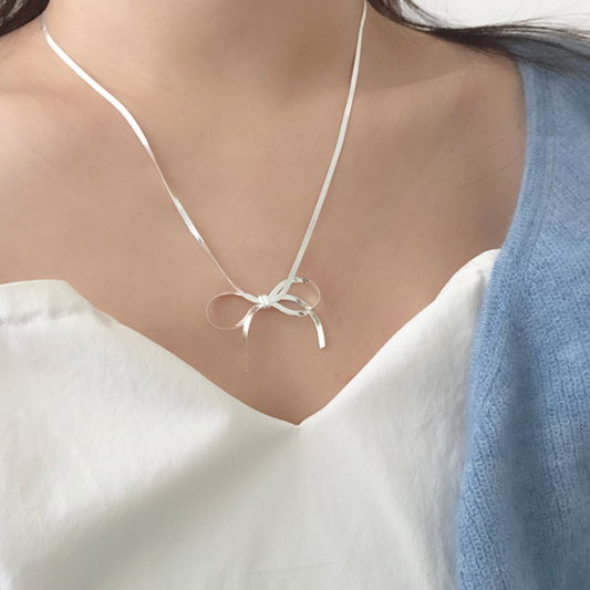｜moat｜ Nelly Ribbon Necklace (Silver925)