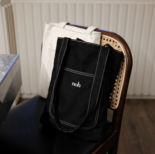 ｜noh｜ Stitch Book Bag (Ivory/ Black)