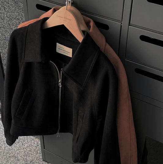 ｜CREAM CHEESE｜ Soft Raglan Crop Suede Jacket