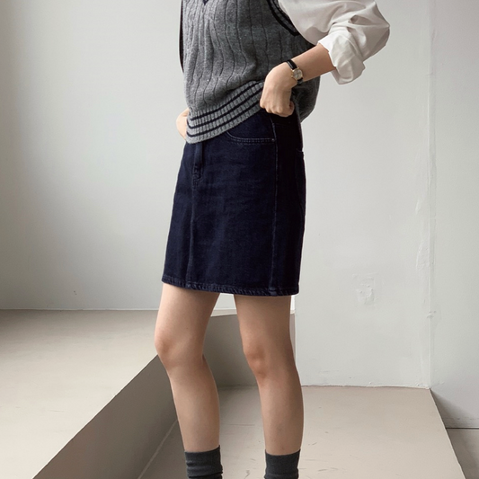 ｜SLOWAND｜ # SLOWMADE Deep Blue Denim Skirt