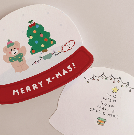 ｜malling booth｜ White Snowball Christmas Card