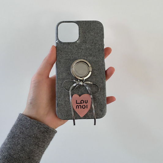 ｜Loumoi｜ Present series KNIT LOVE / Grey Phone Case