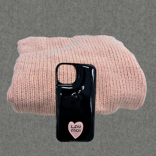 ｜Loumoi｜ Present series KNIT LOVE / Black Soft Phone Case