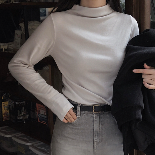 ｜SLOWAND｜ # SLOWMADE Mock Neck Thin Fit T-Shirt (PRE-ORDER)