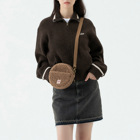 ｜LEE｜ Fleece Mini Tambourine Bag (Brown / Blue)