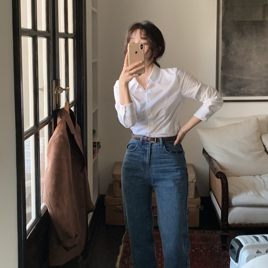 ｜SLOWAND｜ # SLOWMADE Yours Line Shirt (Slim Crop Fit/Standard Fit)