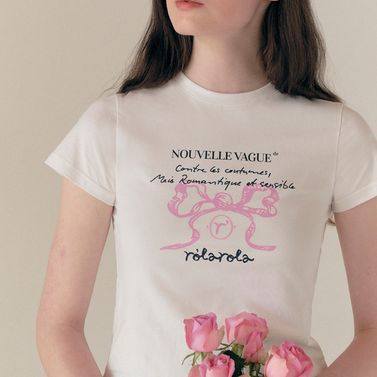 ｜rolarola｜ ROLA RIBBON HALF T-SHIRT WHITE