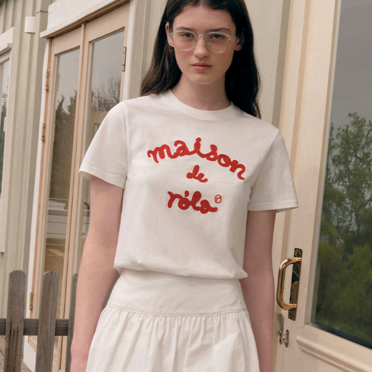 ｜rolarola｜ MAISON DE ROLA EMBROIDERY T-SHIRT WHITE