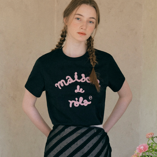 ｜rolarola｜ MAISON DE ROLA EMBROIDERY T-SHIRT BLACK