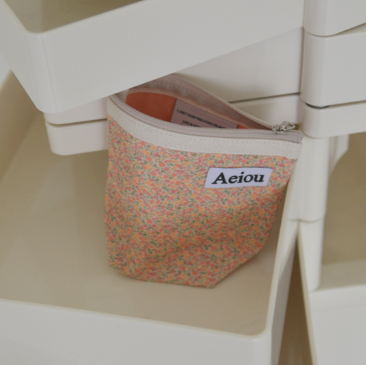 ｜aeiou｜ Aeiou Basic Pouch (M size) Grandma Flower Corduroy Apricot
