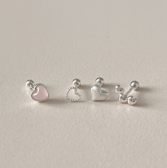 ｜aube n berry｜ 925Silver Oh My Heart Lovely Cubic Layered Silver Piercing Set