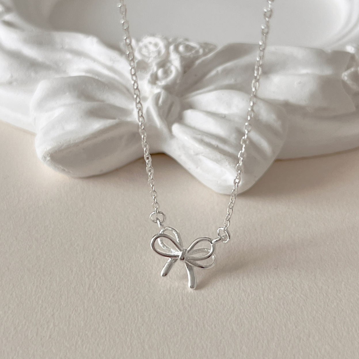 ｜aube n berry｜ 925Silver Mini Ribbon Pendant Silver Necklace