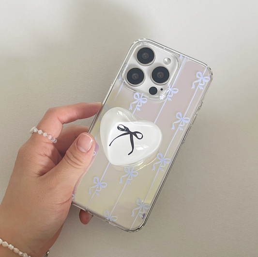｜Mademoment｜ Line Ribbon Pattern Glossy Mirror Phone Case