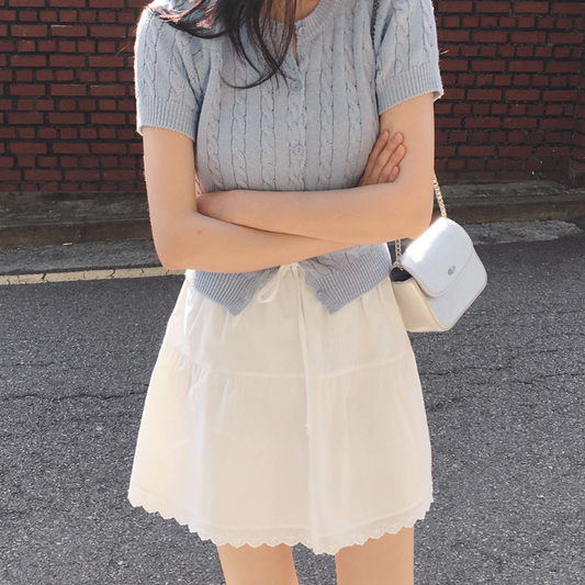｜SLOWAND｜ Cotton Lace Shirring Skirt