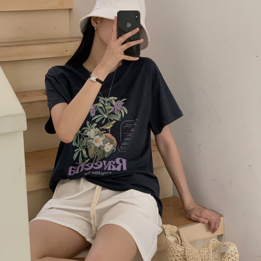 ｜FROM HEAD TO TOE｜ *Love From* Lavender Digital Printed Short-Sleeved T-shirt