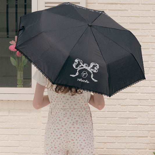 ｜rola rola｜ RIBBON UMBRELLA BLACK