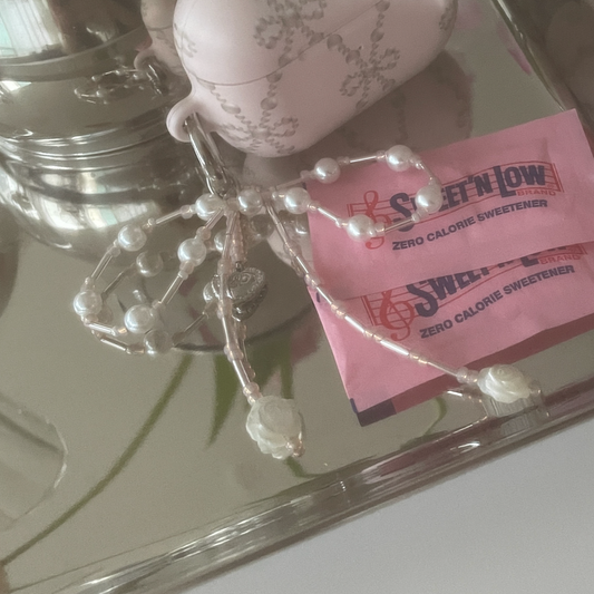｜atta｜ Nacre rose ribbon keyring (Pink)