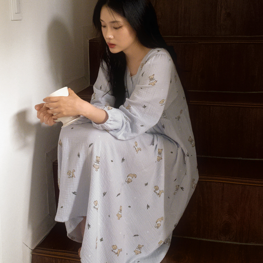 ｜Junneedu｜ Romantic Mocha Yoru Cotton Pajama Set