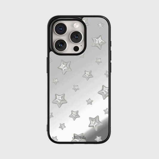 ｜THENINEMALL｜ Pattern Silver Star Mirror Bumper Case
