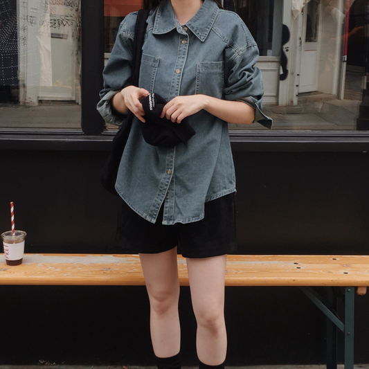 ｜SLOWAND｜ Pie Vintage Denim Pocket Shirt