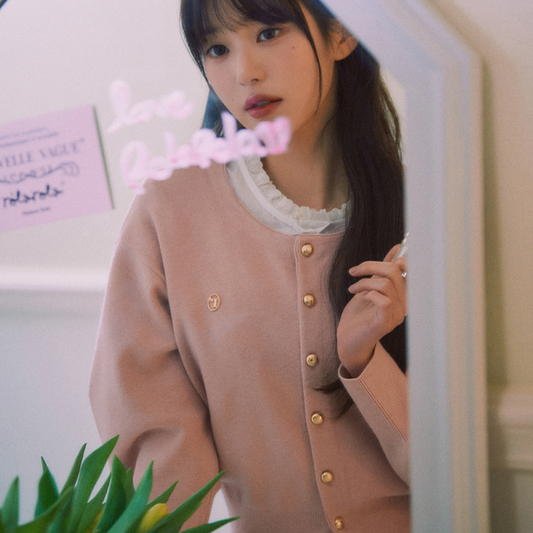 ｜rola rola｜ ROUND VOLUME SLEEVE CARDIGAN PINK