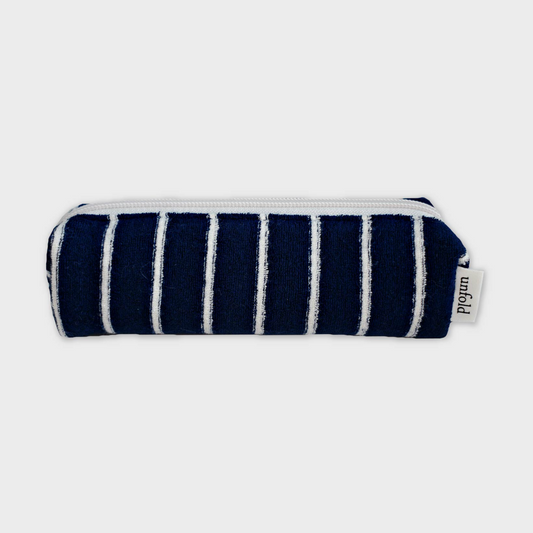 ｜unfold｜ Stripe Terry Pencil Pouch (Navy)