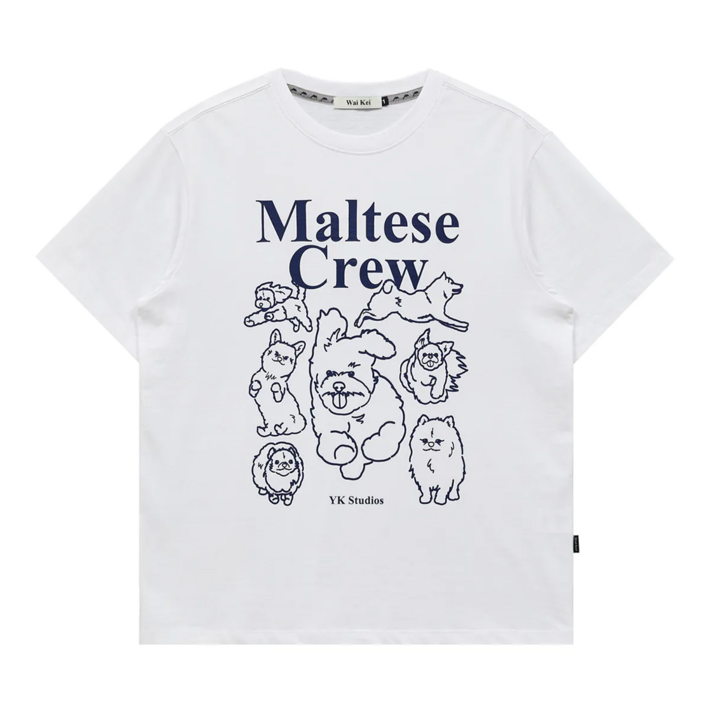 ｜Wai Kei｜ Maltese Crew Line Graphic Short Sleeve T-shirt White