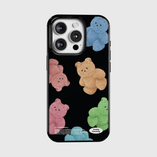 ｜THENINEMALL｜ Rainbow Teddy Gummy Pattern Bumper Case