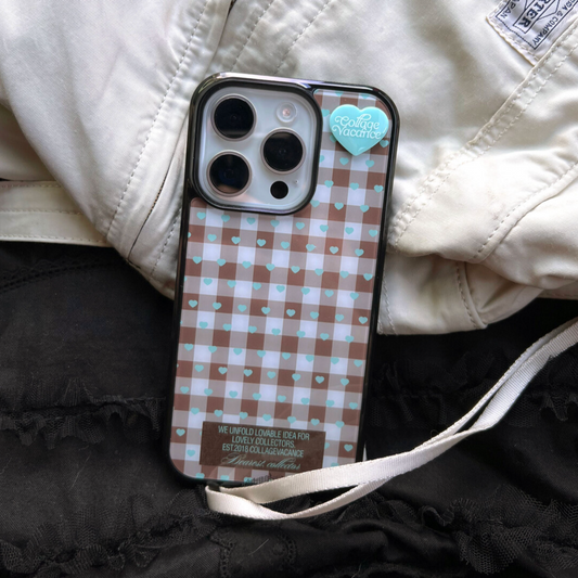 ｜collagevacance｜ Heart Logo Pendant Glass Bumper Case (Mint)