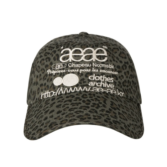 ｜aeae｜ WEB LOGO LEOPARD CAP ｜KHAKI｜