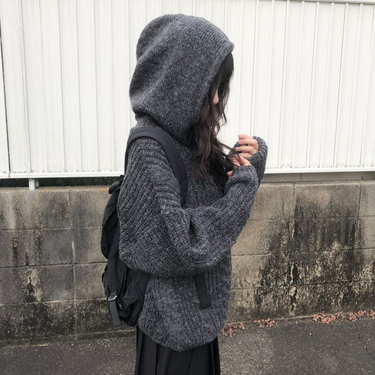 ｜anyonemore｜ Twisted Hood Knit Zip-Up