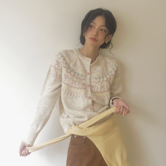 ｜SLOWAND｜ Cotton Candy Nordic Pattern Cardigan