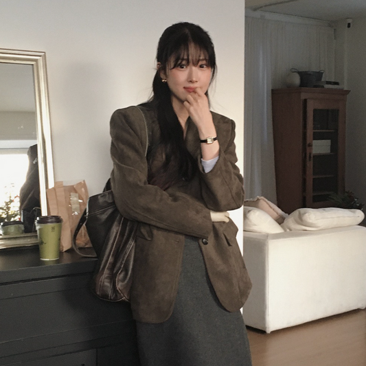 ｜SLOWAND｜ Winter Suede Quilted Fur Jacket