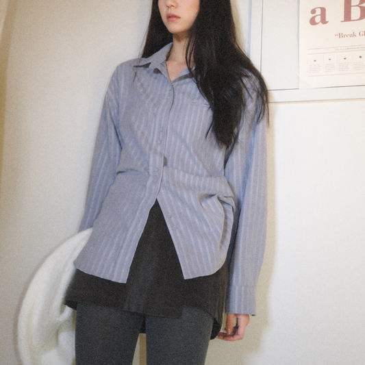 ｜WITHBLOOM｜ Letter Stripe Jacquard Shirt Sora