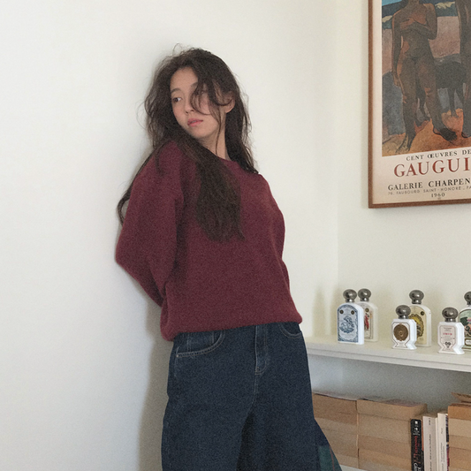 ｜WITHBLOOM｜ Gabriel Round Neck Knit Wine
