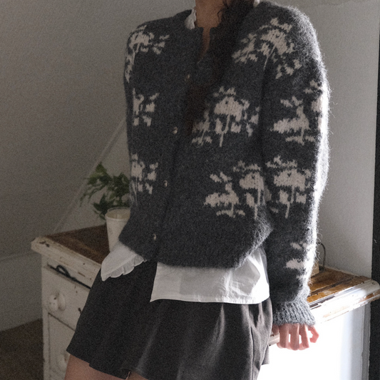 ｜WITHBLOOM｜ Muguet Nordic Cardigan Charcoal