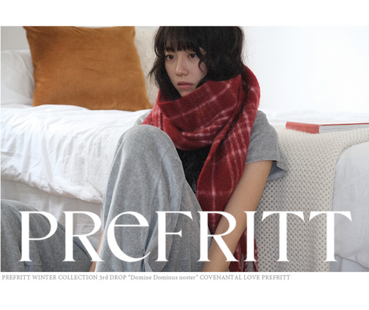 ｜WITHBLOOM｜ PREFRITT : Mas Check Muffler Red