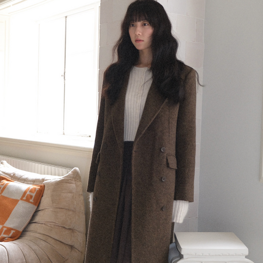 ｜WITHBLOOM｜ PREFRITT : Bournemouth Merino Wool Handmade Coat Brown