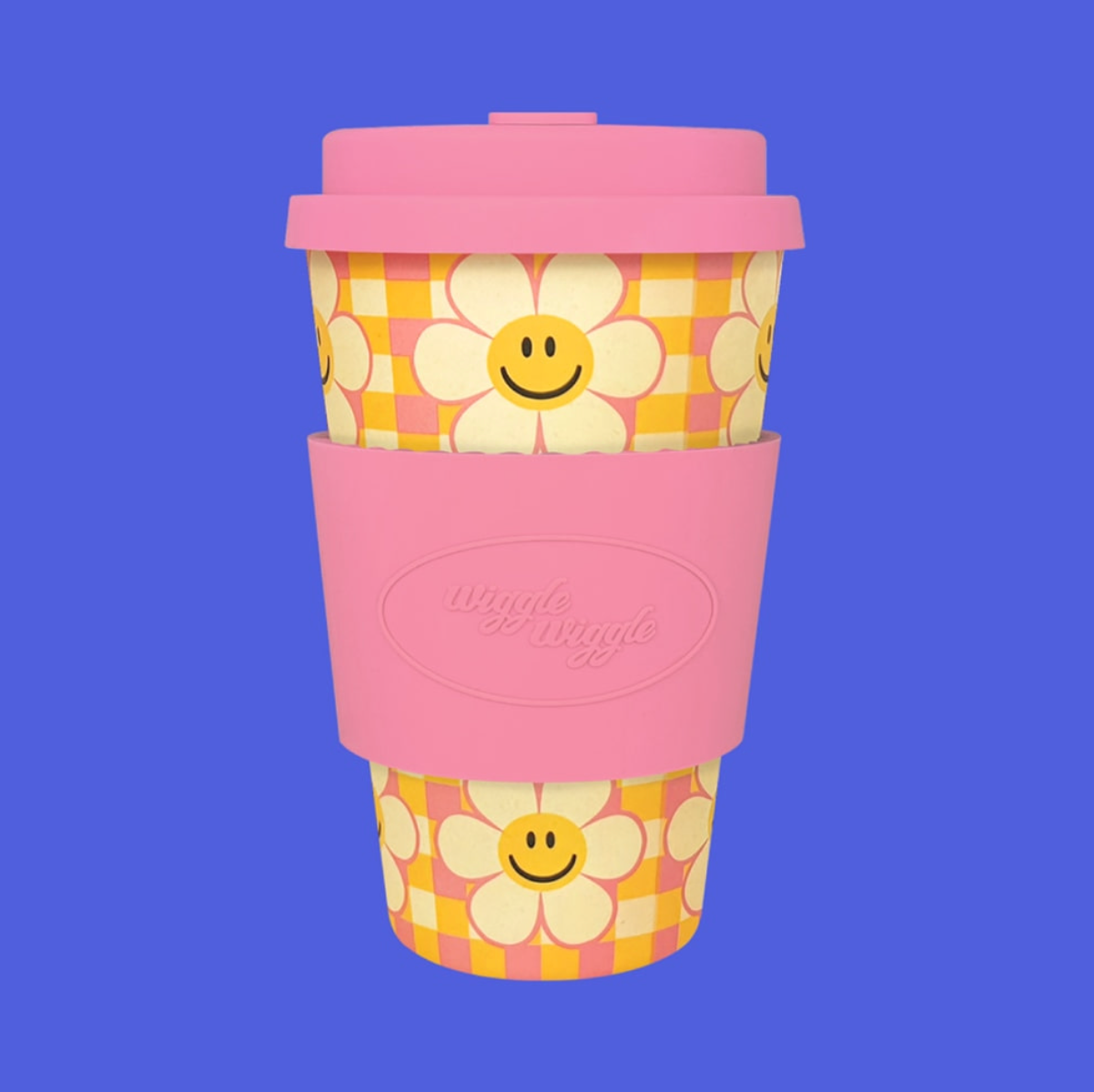 ｜WIGGLE WIGGLE｜ Smile We Love Check Bamboo Eco Mug Cup 400ml